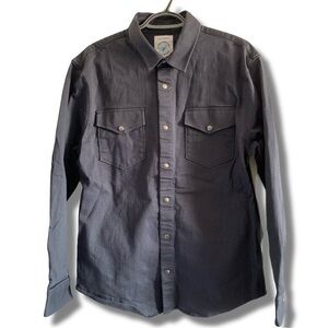 A Fish Named Fred Canvas Snap Button Up Overshirt Navy Size Medium